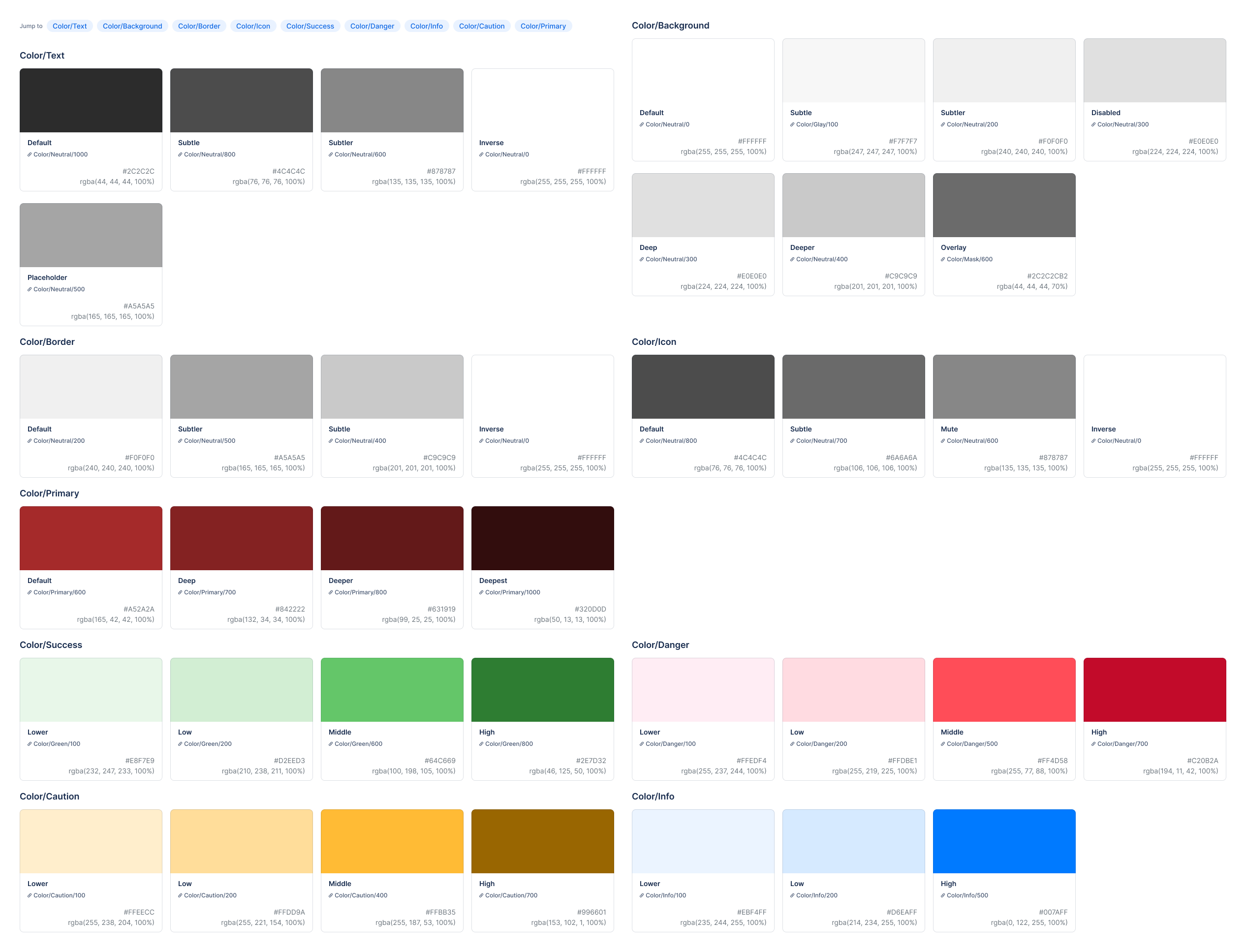 セマンティックカラーのバリアブル一覧