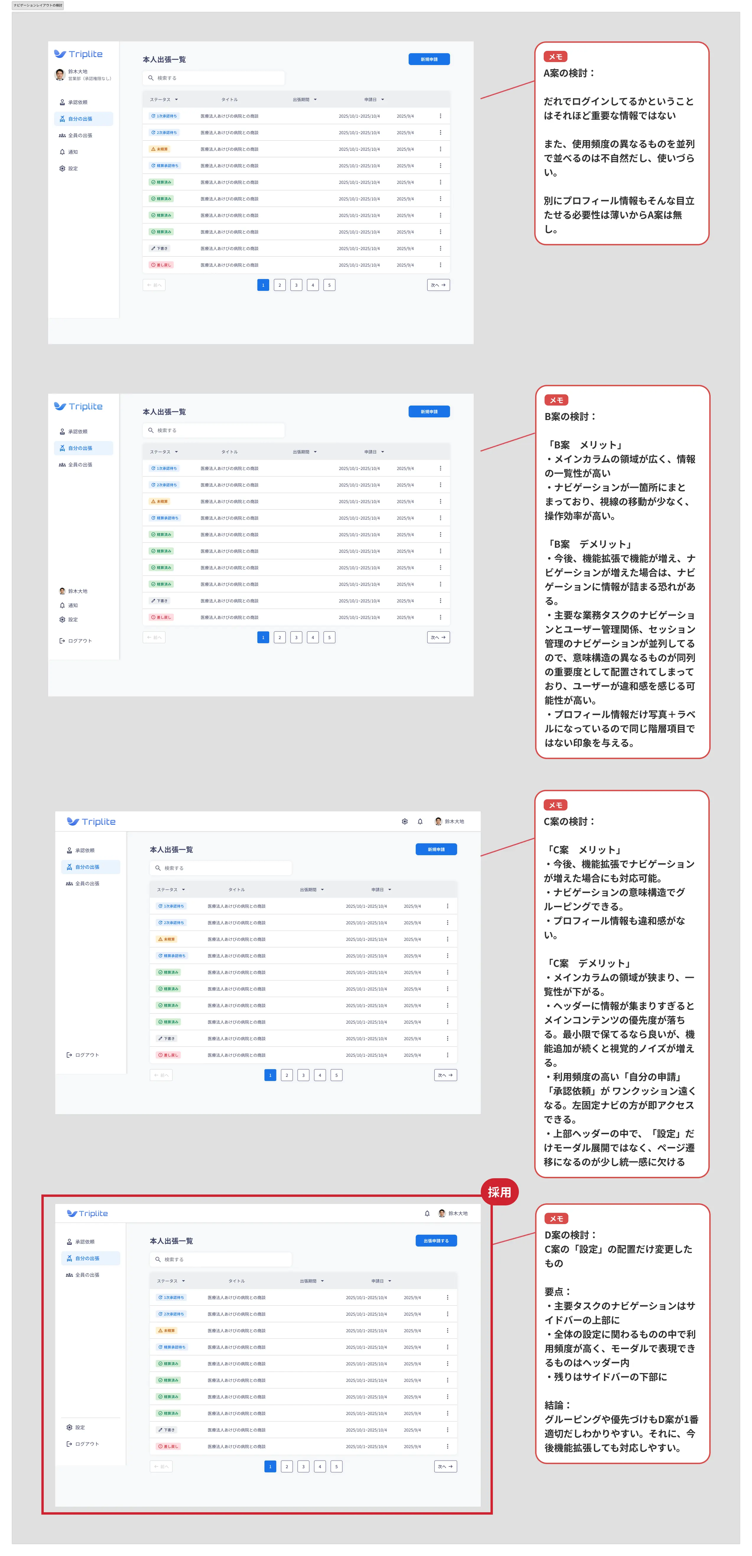 ナビゲーションの比較