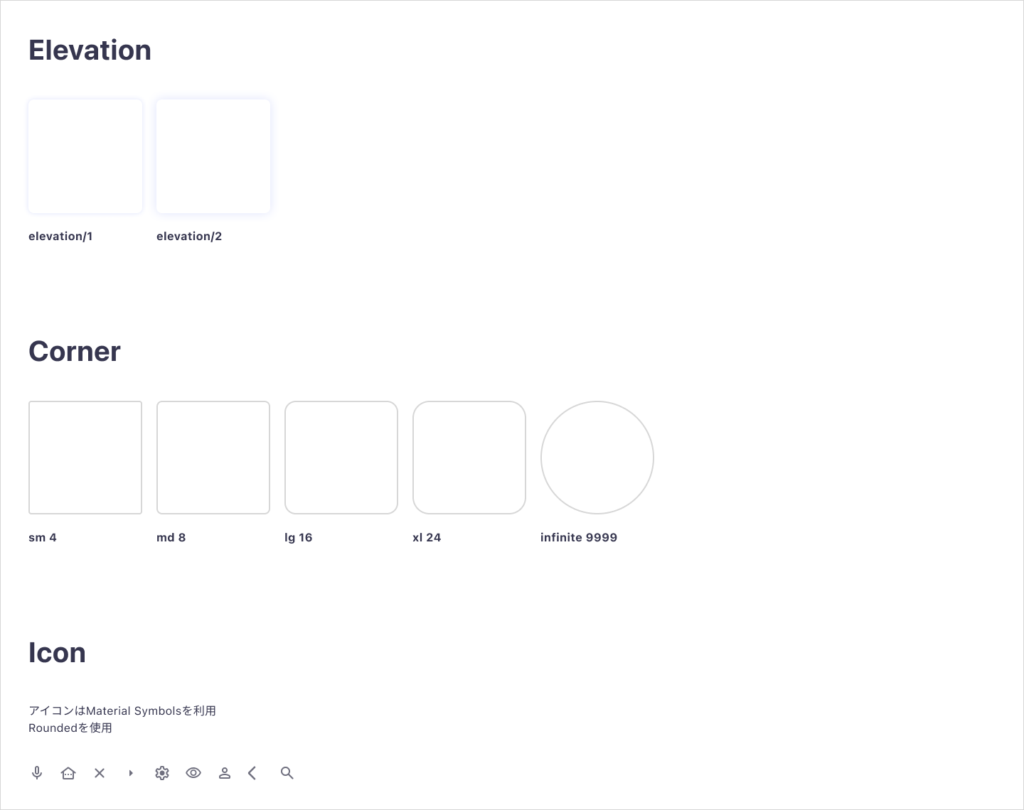 エレベーション、コーナー、アイコン